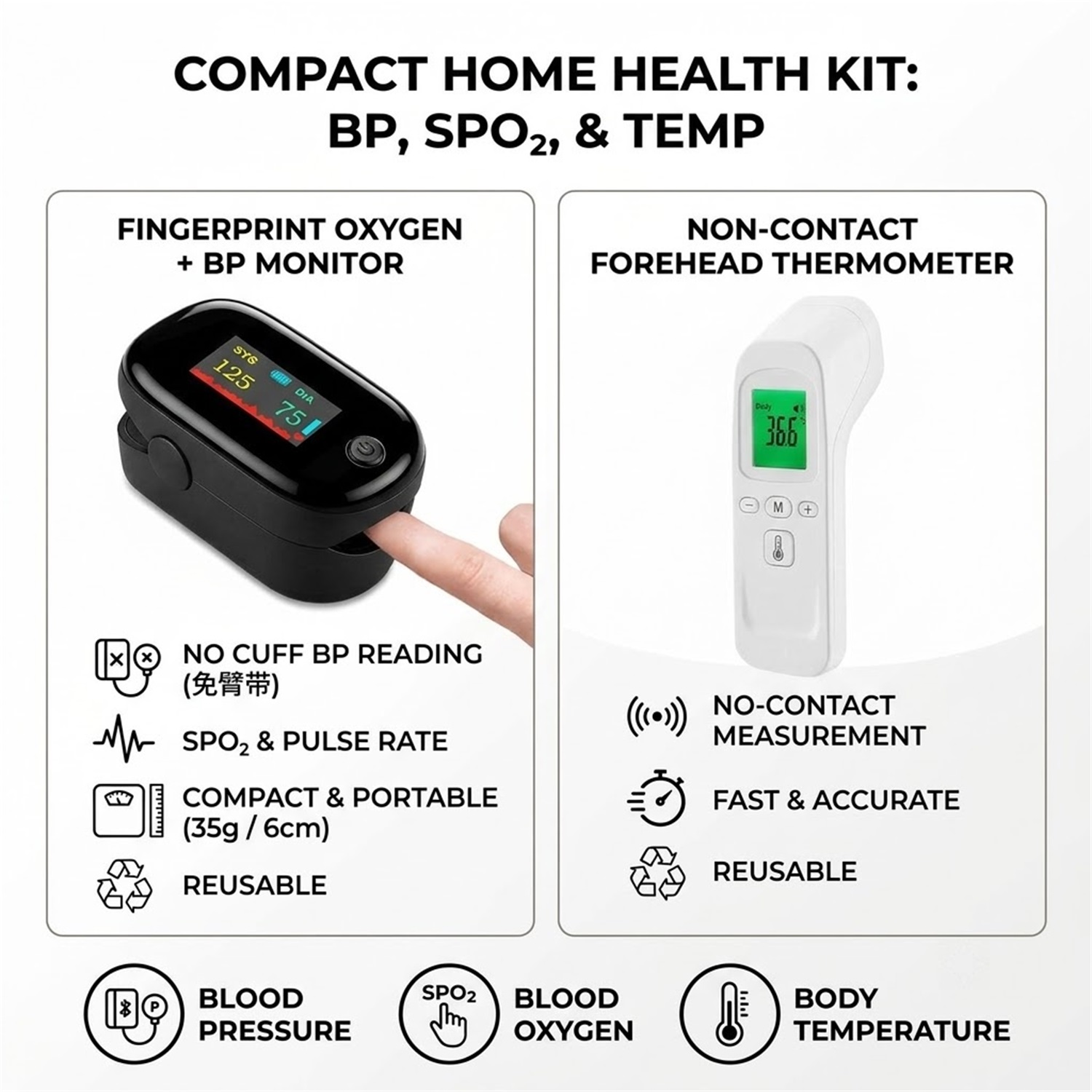 Pulse Oximeter - Termômetro infravermelho para medição de temperatura