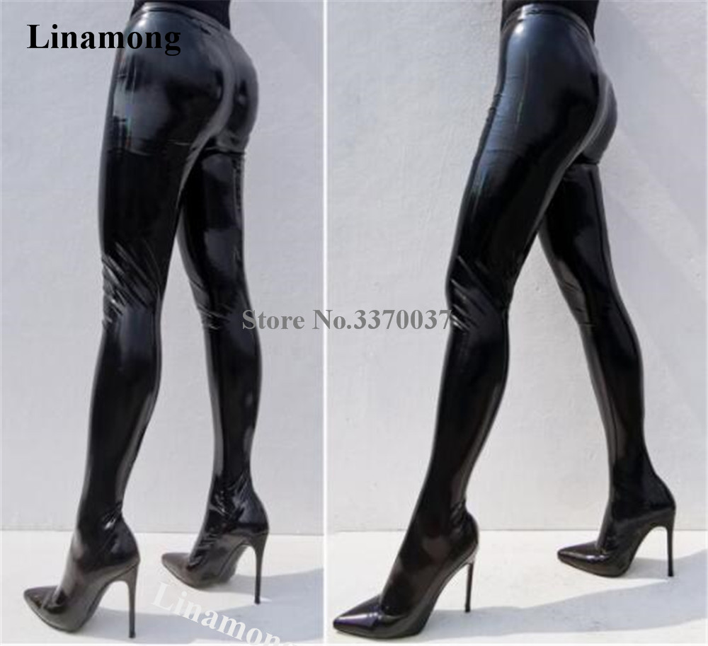 Bandage - Linamong sexy preto couro de patente